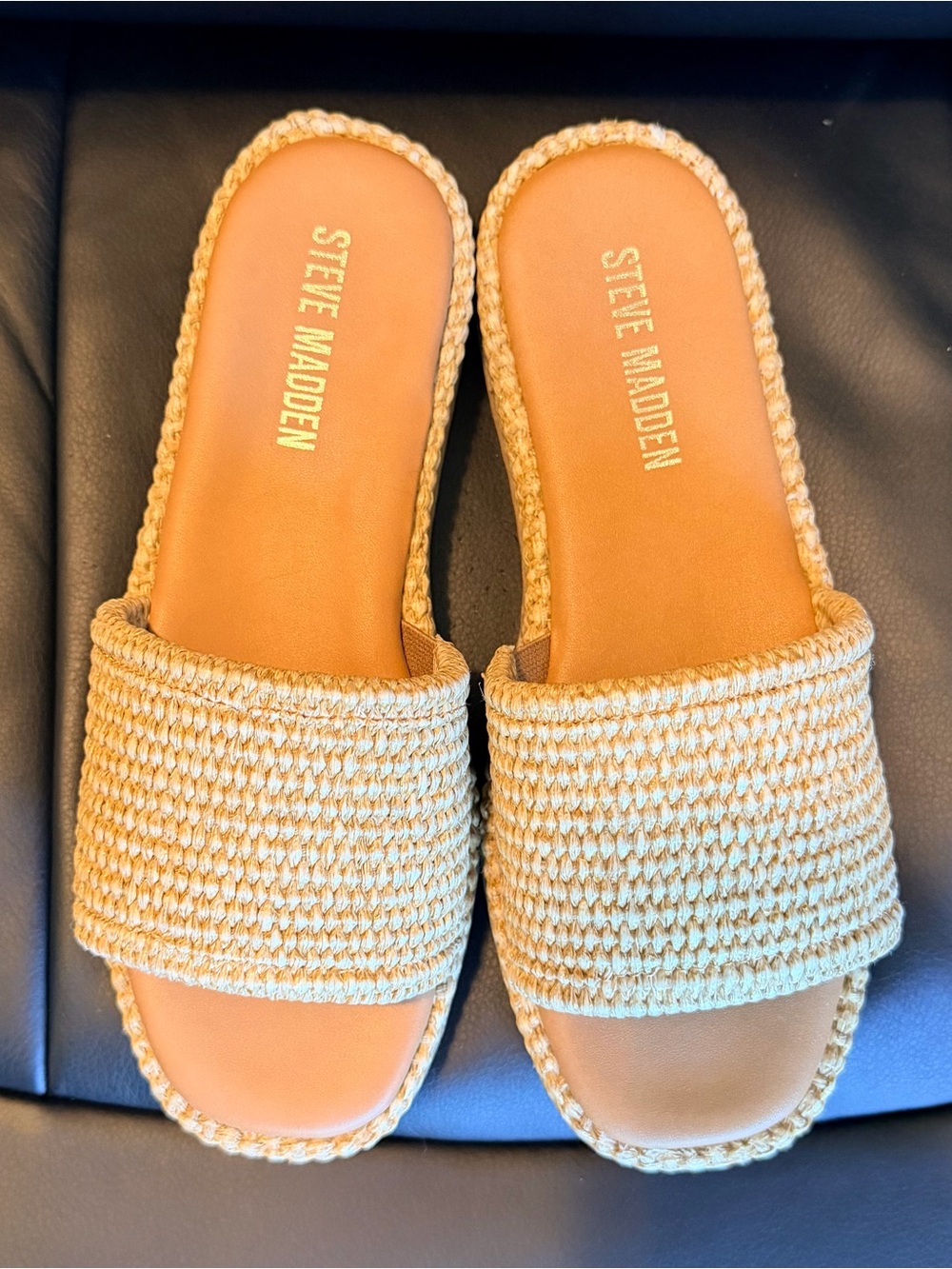 Steve Madden Natural Woven Slide Sandals in Beige - Picture 4 of 5